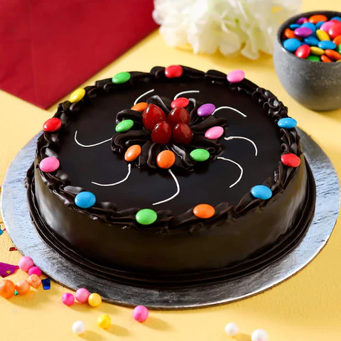M & M (Gems) Cake with Chocolate Buttercream - Aayi's Recipes
